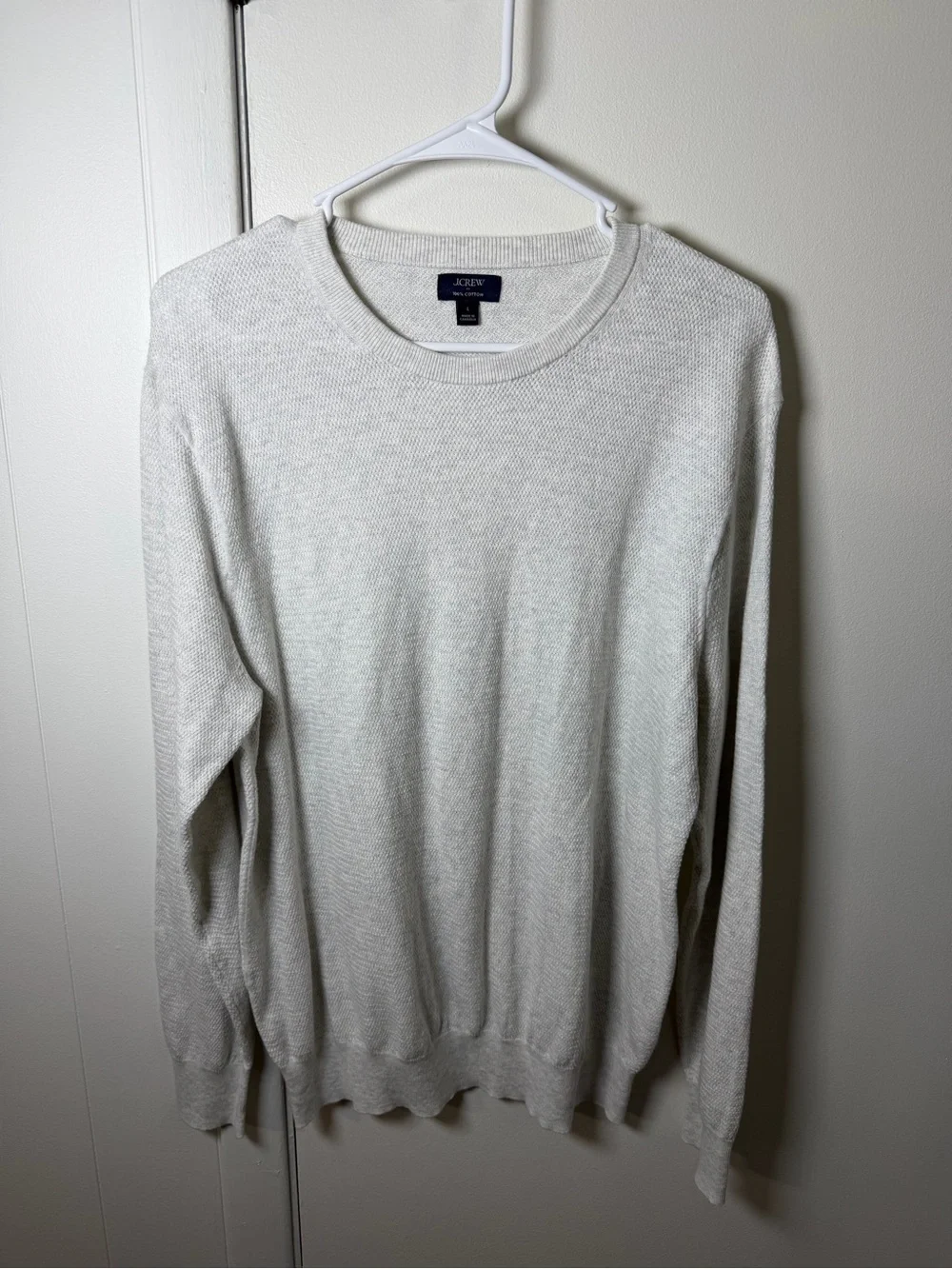 J.Crew Men’s Light Gray Cotton Crewneck Sweater | Size L